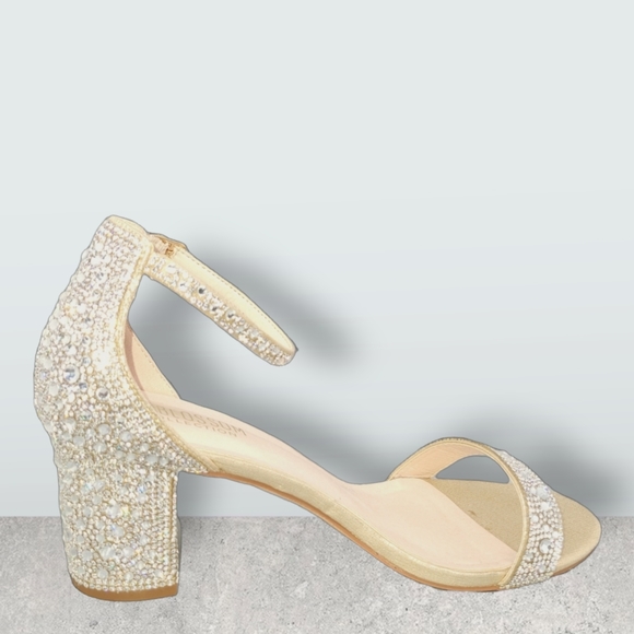 Rhinestone covered open toed heels. Great for any occasion. Worn once. - Picture 6 of 8